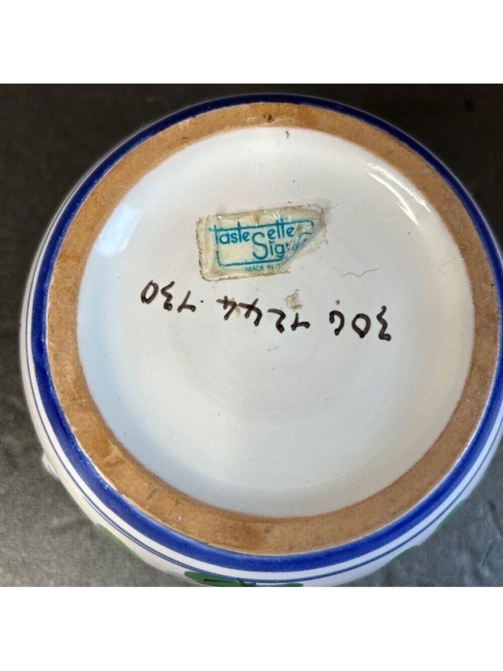 Vintage Italy Ceramic Bowl Handpainted Blue Birds Dual Handles 5.5x3.5 - Picture 3 of 4